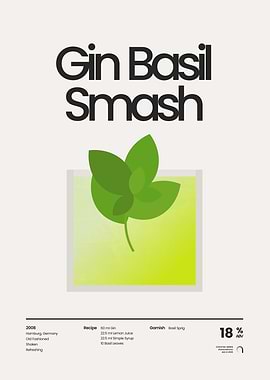 Gin Basil Smash Cocktail Poster