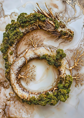 Marble Dragon with Gold
