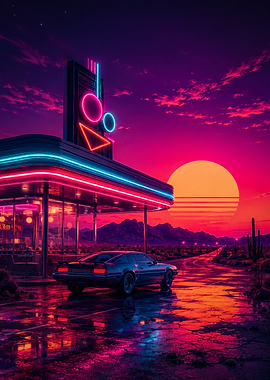 Retro Neon Desert Diner