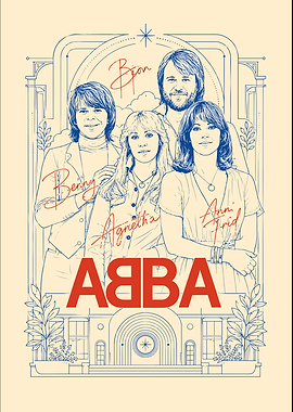 ABBA Group Portrait Illustration