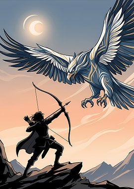 Archer battles a mythical eagle