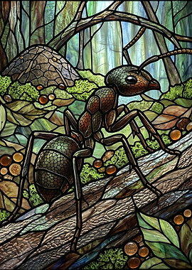 Stained Glass Ant in Forest