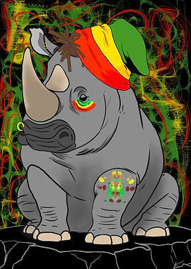Rhinocéros rasta stylisé