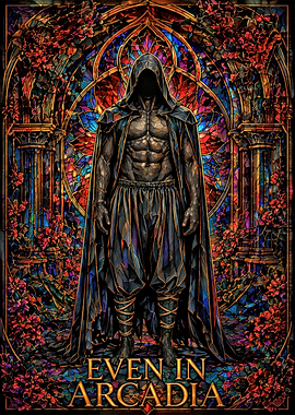 Hooded Figure in Stained Glass