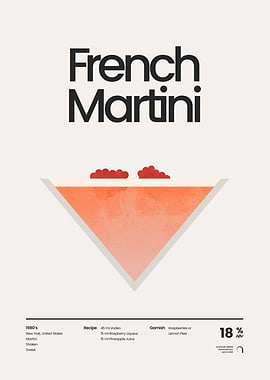 French Martini Cocktail Poster