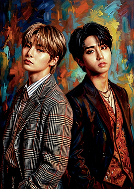 Two K-Pop Idols in Stylish Outfits