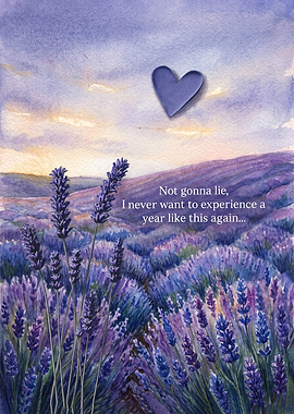 Lavender Field with Heart and Text