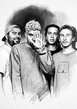 Deftones Band Portrait Sketch