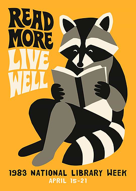 Raccoon Reading for National Library Week