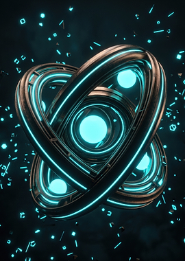 Abstract Futuristic Atom Model