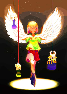 Chara with Angel Wings and Puppets