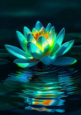 Luminous Water Lily Reflection