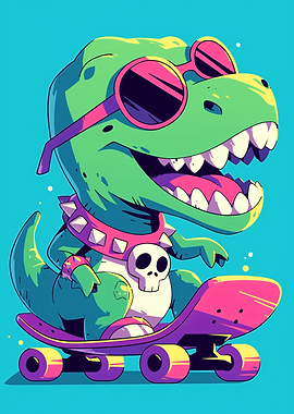 Cool Dinosaur on Skateboard