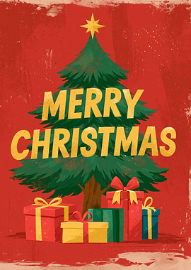 Merry Christmas Tree with Gifts