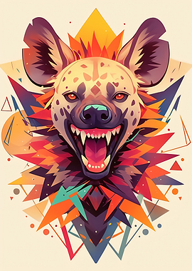 Aggressive Hyena with Geometric Background