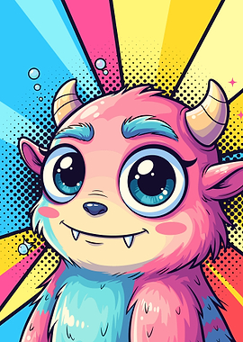 Cute Pink Monster with Big Eyes