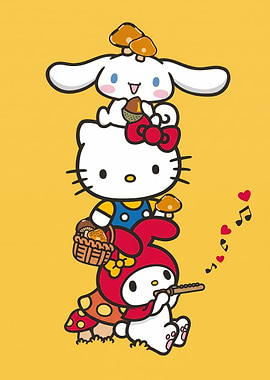 Sanrio Characters in a Mushroom Forest