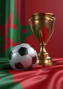 Moroccan Football Trophy and Ball