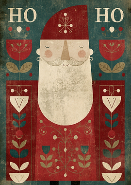 Retro Santa Claus with Floral Design