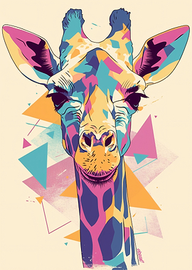 Colorful Geometric Giraffe Portrait