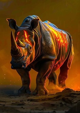 Fiery Rhino Charging
