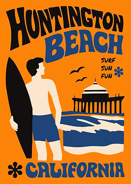 Huntington Beach Surf Poster