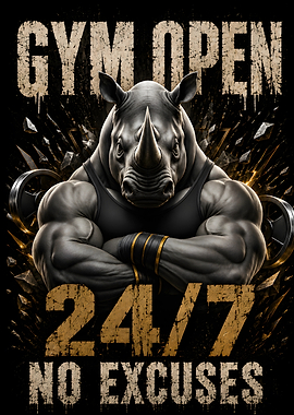 Rhinoceros Gym Open 24/7 No Excuses Grungy