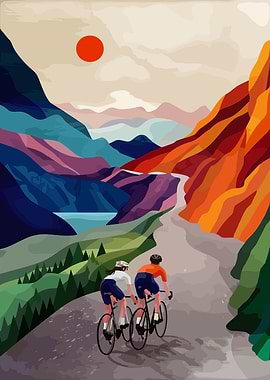 Cyclists on a Mountain Road