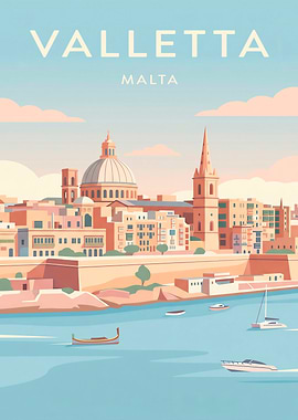 Valletta Malta Cityscape Poster