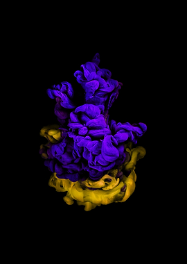 Violet Bloom Rising From Golden Smoke