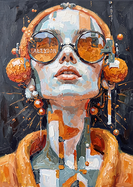 Portrait of a Woman with Orange Accents