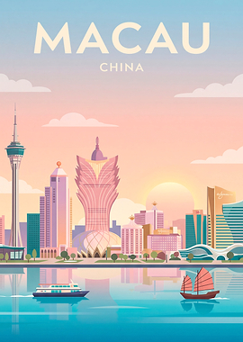 Macau Skyline at Sunset