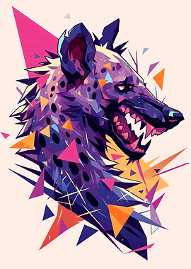 Aggressive Hyena with Geometric Shapes