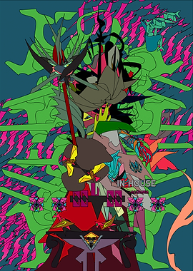 Abstract Digital Art with Geometric and Organic Shapes