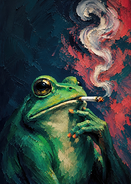 Frog Smoking a Cigarette