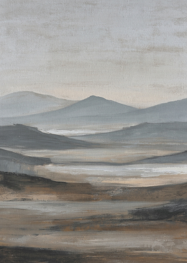 Misty Mountain Landscape Painting