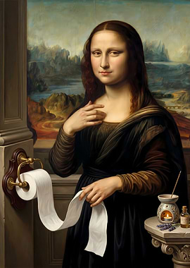 Mona Lisa with Toilet Paper