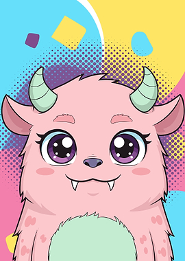 Cute Pink Monster with Big Eyes