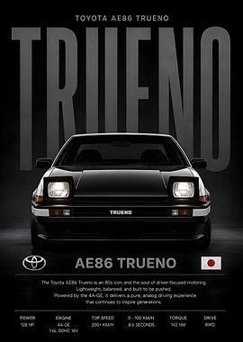 Toyota AE86 Trueno, Car Poster