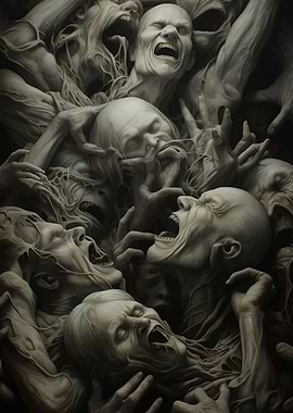 Disturbing Collage of Screaming Faces
