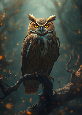 Majestic Owl Perched on a Branch