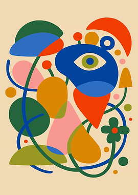 Abstract Mid-Century Modern Composition
