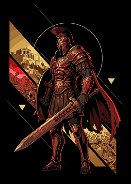 Spartan Warrior with Sword and Shield