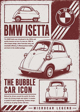 BMW Isetta Microcar Legend Poster