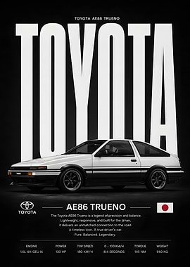 Toyota AE86 Trueno, Car Poster