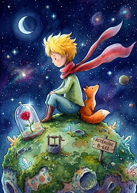 The Little Prince and his Fox in Space