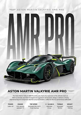 sleek Aston Martin Valkyrie AMR Pro car poster
