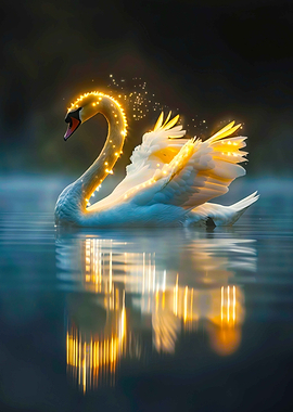 Magical Swan on Water