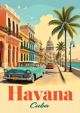 Havana Cuba Vintage Travel Poster