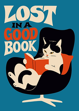 Cat Reading a Book in a Chair